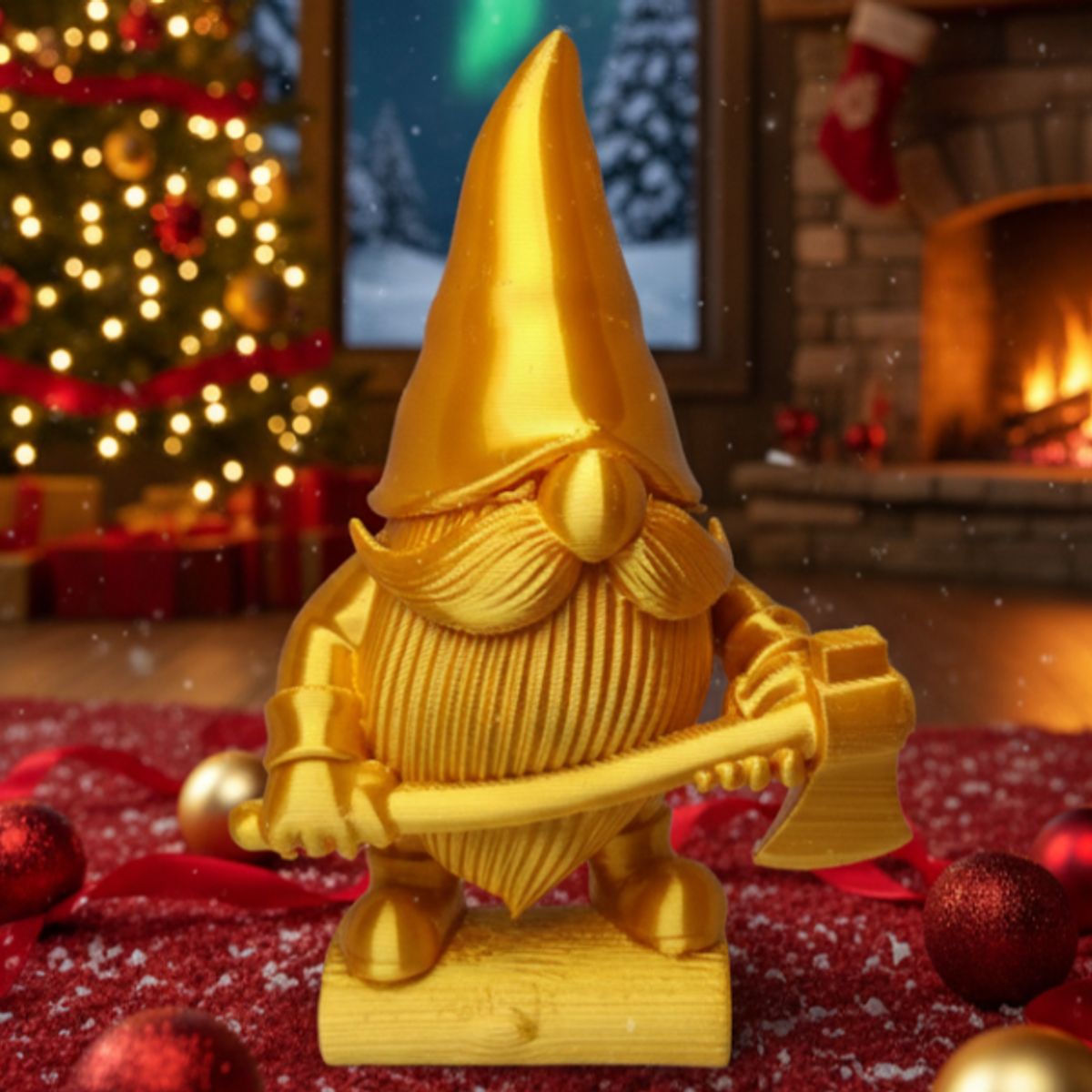 GENERICO - Figura decorativa de Gnomo Leñador de Invierno