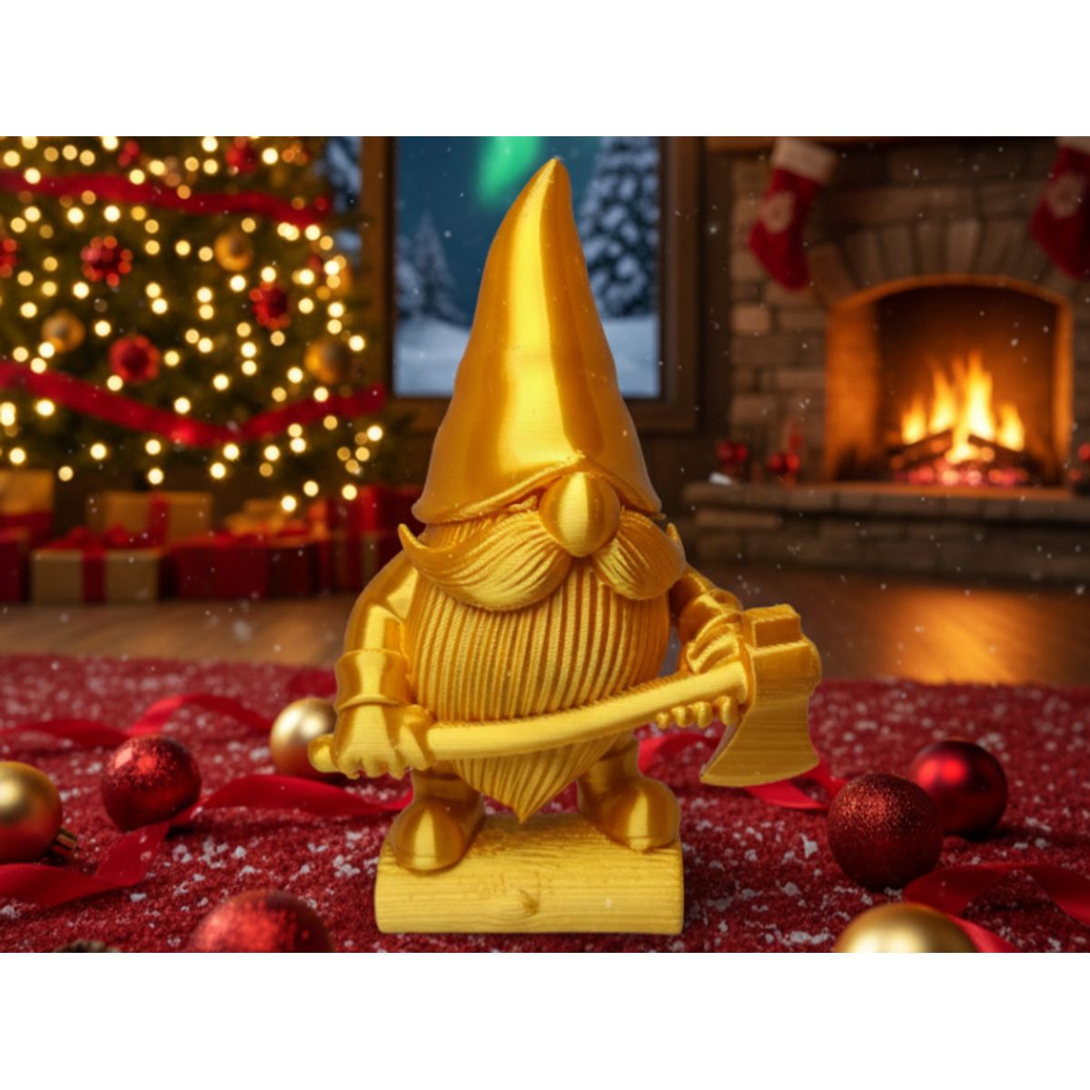 GENERICO - Figura decorativa de Gnomo Leñador de Invierno