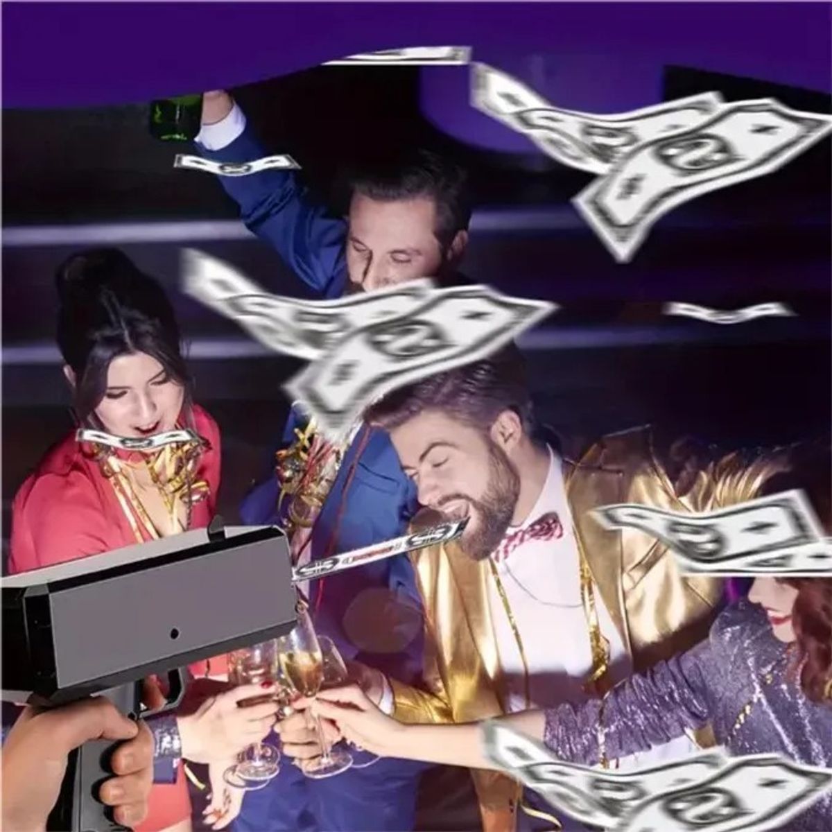 GENERICO - Pistola Lanza Billetes Juguete Cash Money Gun Rain Fiesta