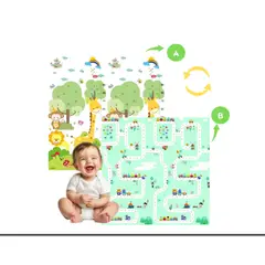 GENERICO - Alfombra Antigolpes Para Niños Bebés Plegable Doble Cara 180x200x08cm