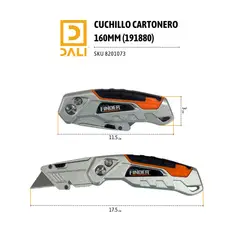 DALI - Cuchillo Cartonero 160 mm 191880 – Cuchilla Retráctil con Repuestos