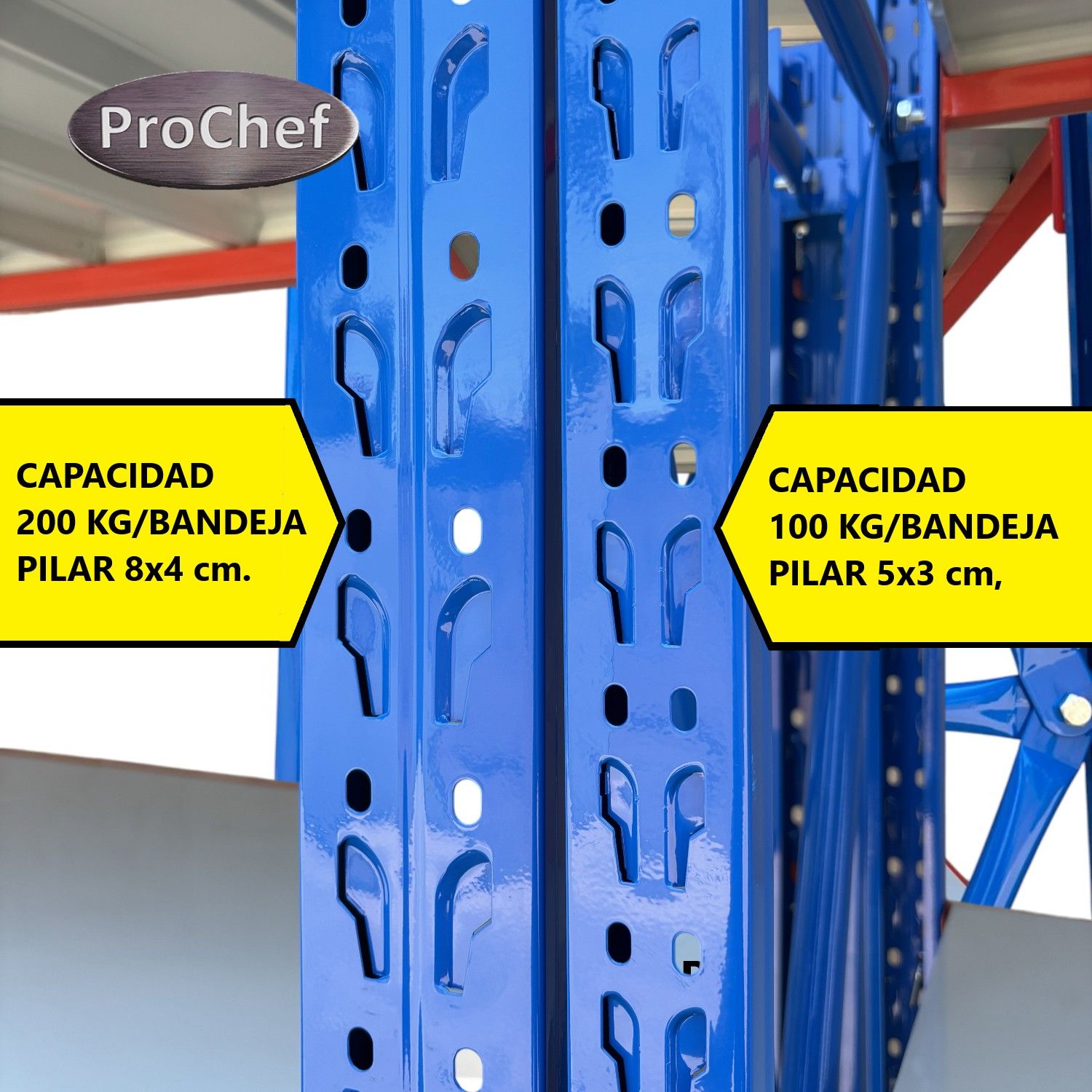 PROCHEF Estante Mini Rack 120x50x200 cm 800 kg Azul Naranjo Gris