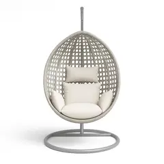 SPACE HOME - Reposera Colgante Ovalada Gris Tipo Rattan con Cojín Suave