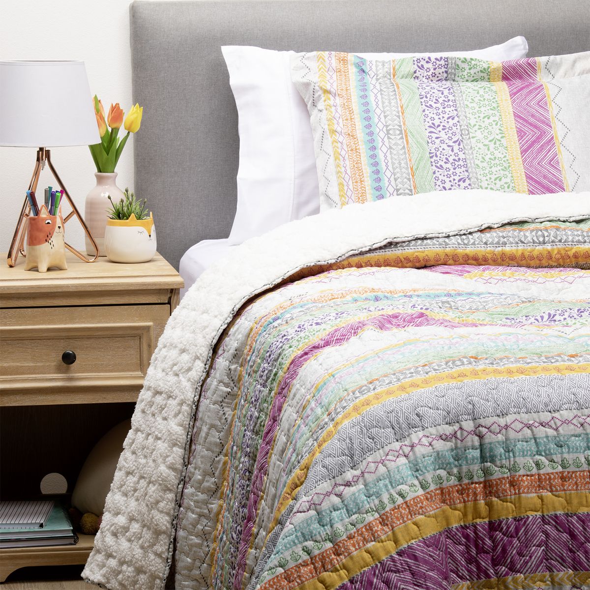 ZAHR - Cubrecama Sherpa Estampado Single - Multicolor