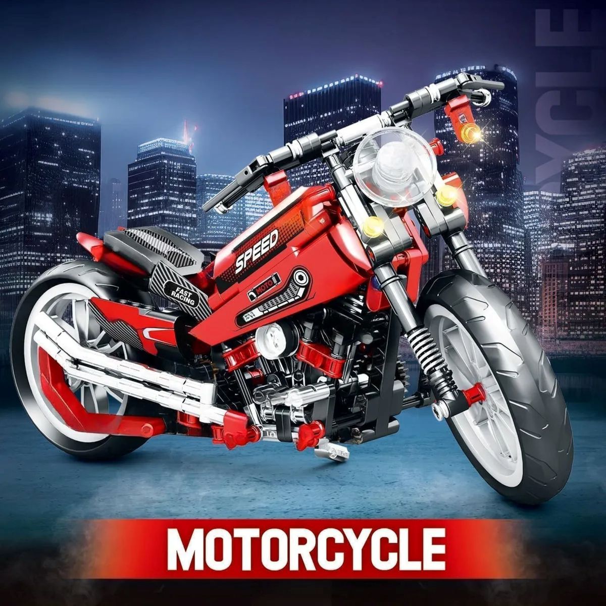 GENERICO - Motocicleta Armable Juguete Armable Kit Bloques Construcción Roja