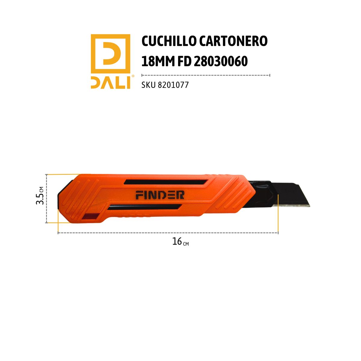 Cuchillo Cartonero 18 mm FD28030060 – Hoja Retráctil, marca DALI - Foto Principal