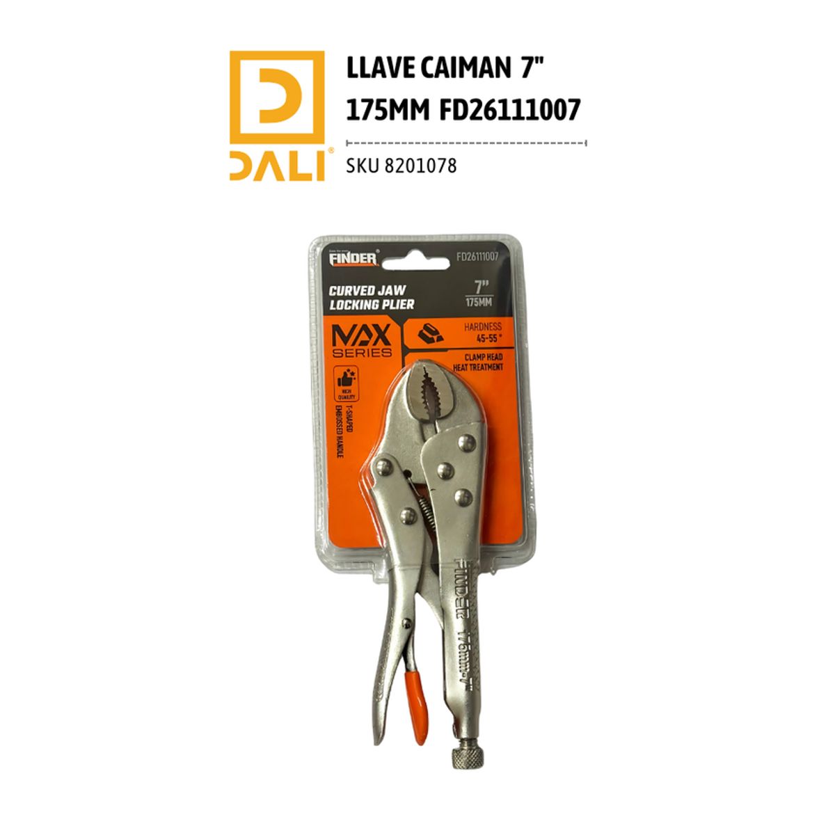 Llave Caimán 7" 175 mm FD26111007 – Alicate de Presión Curvo, marca DALI - Foto 2