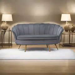 GENERICO - Sofá 3 Cuerpos Pétalo Felpa Gris