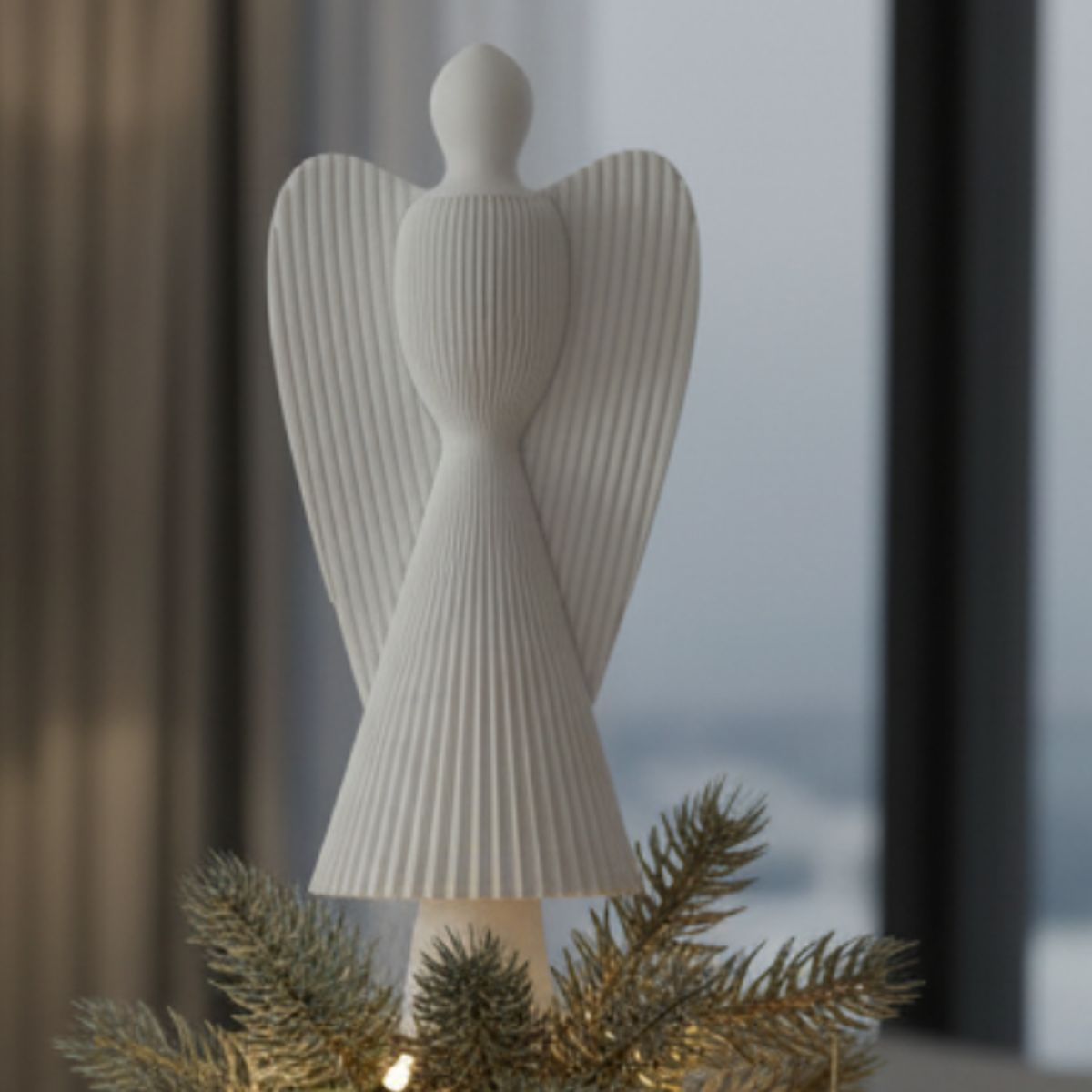 GENERICO - Elegante Ángel Estriado para Árbol de Navidad