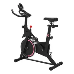 CENTURFIT - Bicicleta Spinning Fija Estatica Deportiva Cardio Pantalla Color Rosa