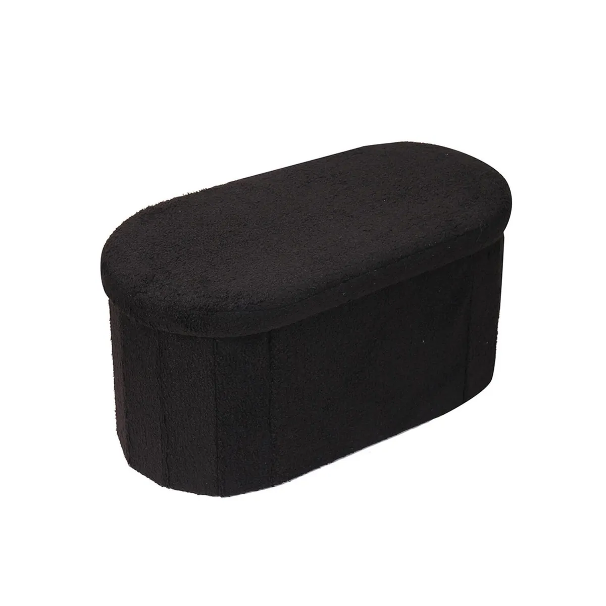 SOHOGAR - Baúl plegable ovalado bouclé negro
