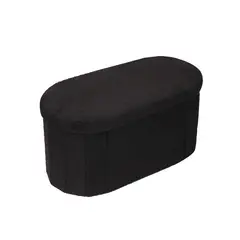 SOHOGAR - Baúl plegable ovalado bouclé negro