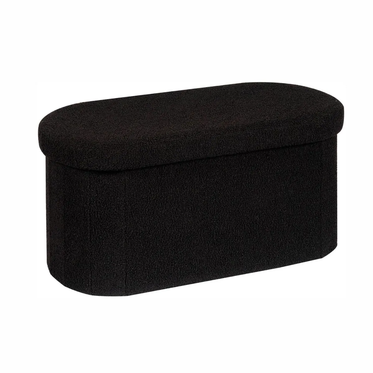 SOHOGAR - Baúl plegable ovalado bouclé negro