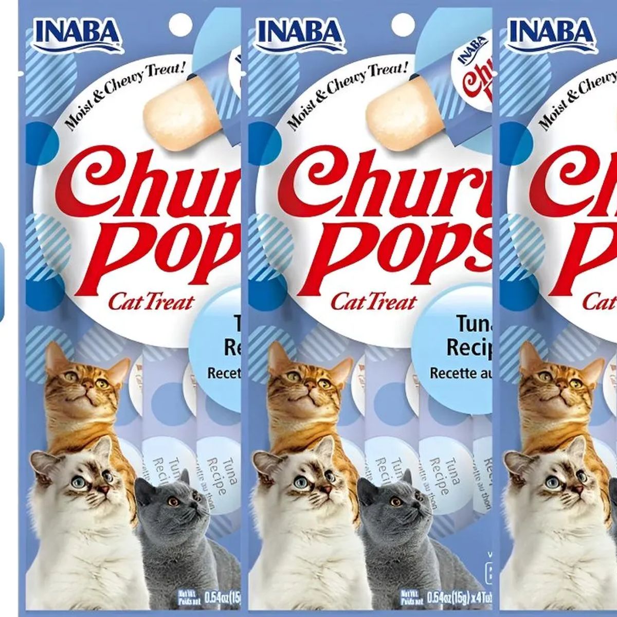 INABA - Snack Para Mascotas Gatos Churu Pops Atún 12 Tubos Inaba