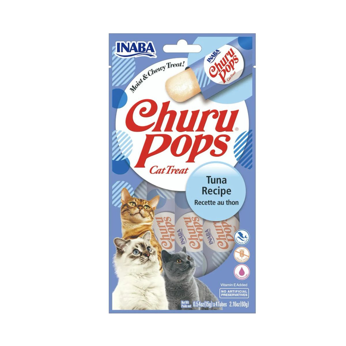 INABA - Snack Para Mascotas Gatos Churu Pops Atún 12 Tubos Inaba