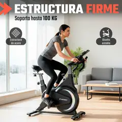 CENTURFIT - Bicicleta Spinning Magnetica Fija Indoor Pulso Cardiaco Color Negro