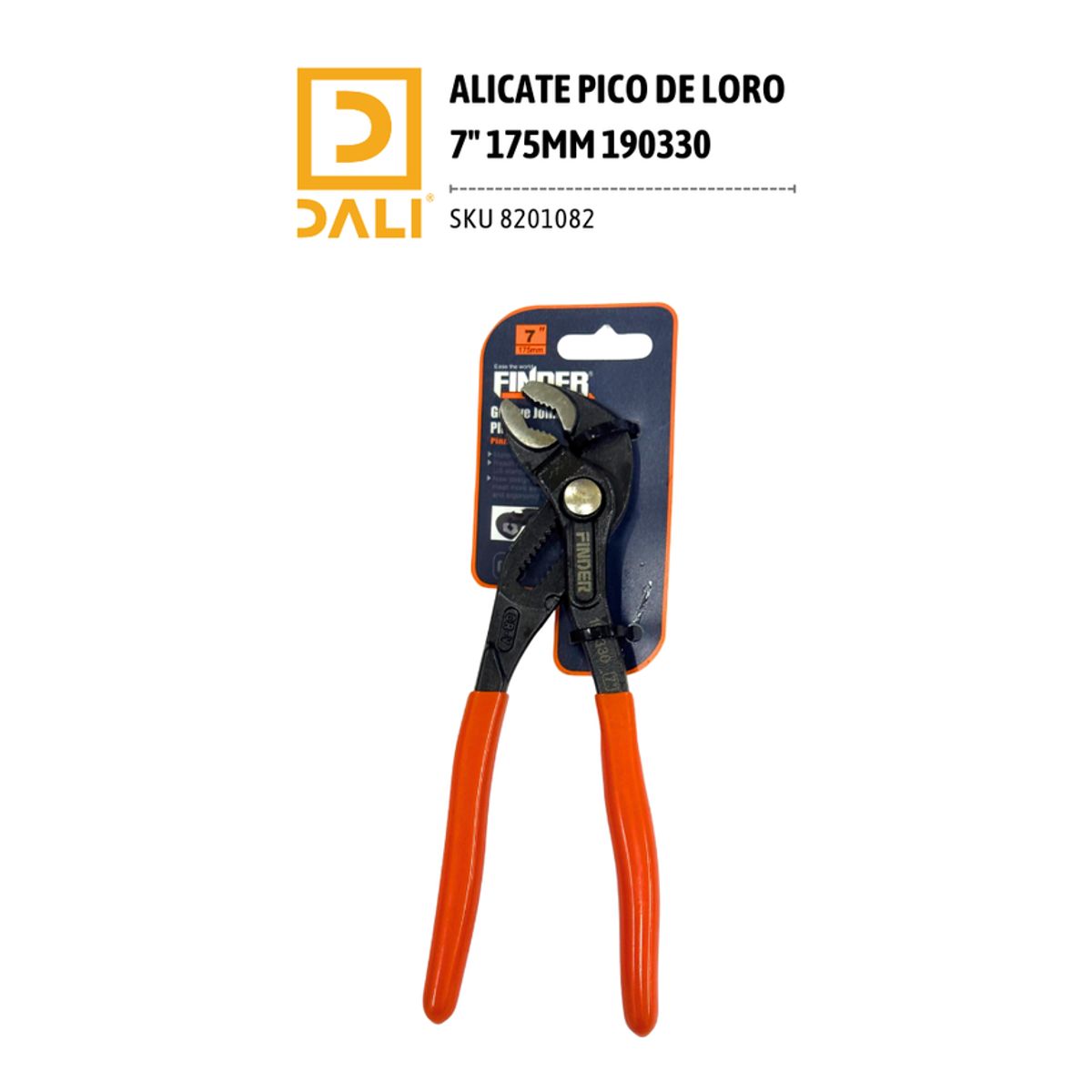 Alicate Pico de Loro 7" 175 mm 190330 – Ajuste de Ranura Múltiple Cr-V, marca DALI - Foto Principal
