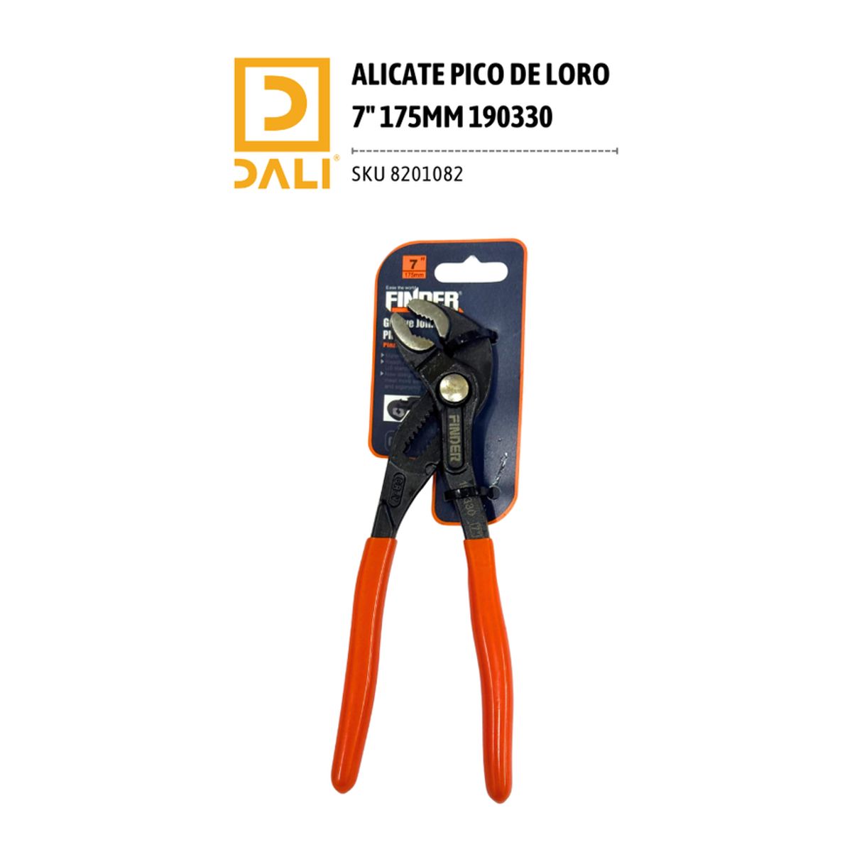 Alicate Pico de Loro 7" 175 mm 190330 – Ajuste de Ranura Múltiple Cr-V, marca DALI - Foto Principal