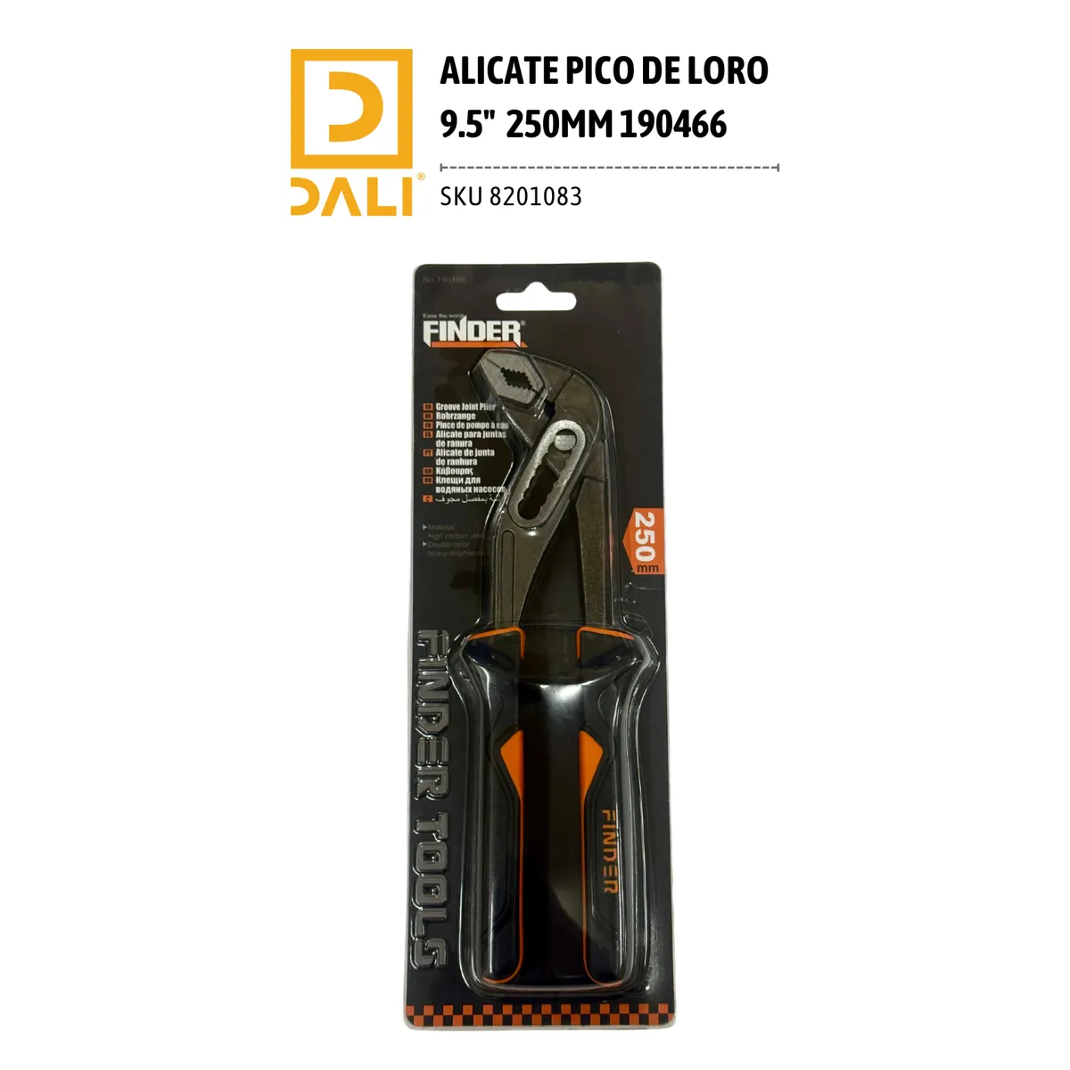 Alicate Pico de Loro 9.5" 250 mm 190466 – Ajuste de Ranura Múltiple, marca DALI - Foto 2