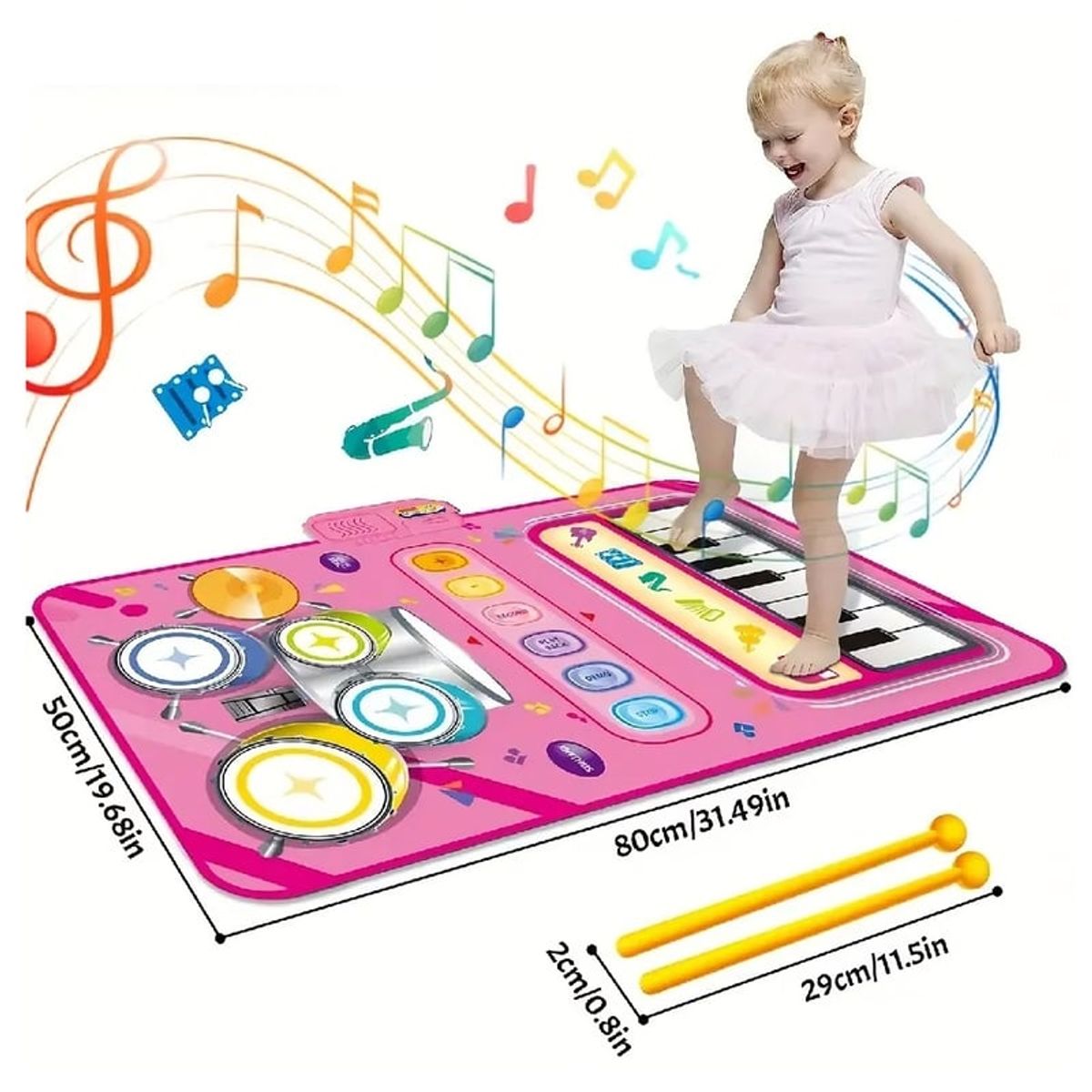 GENERICO - Alfombra Piano Musical Para Niños 2 En 1 Juguetes De Teclado Rosa