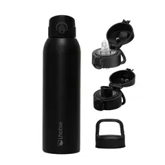 LHOTSE - Botella Térmica Agua Acero Inox 3 Tapas HydroCore 1Lt - Negro