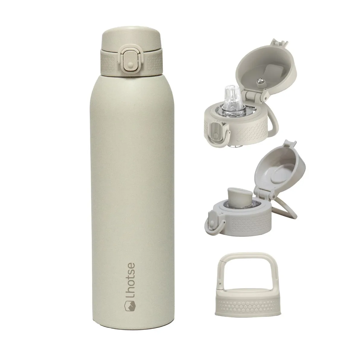 LHOTSE - Botella Térmica Agua Acero Inox 3 Tapas HydroCore 1Lt Lhotse - Beige