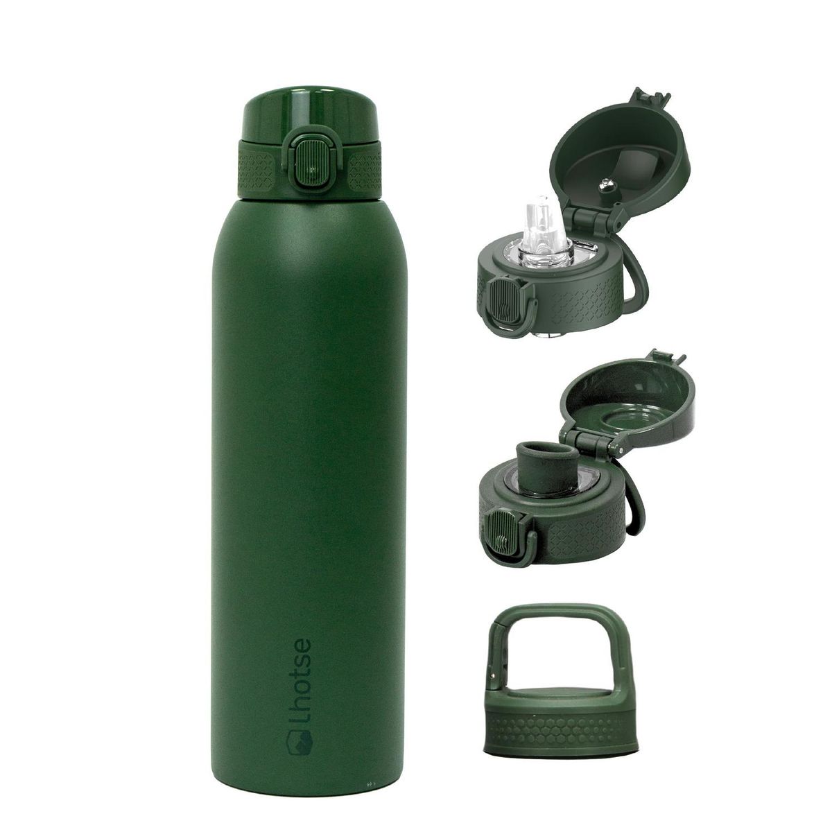LHOTSE - Botella Térmica Agua Acero Inox 3 Tapas HydroCore 1Lt Lhotse - Verde