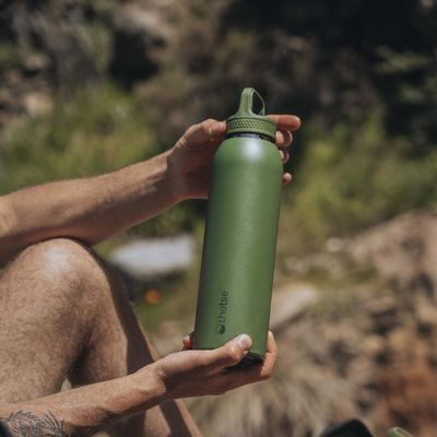 Imagen 2 del producto Botella Térmica Agua Acero Inox 3 Tapas HydroCore 1Lt - Verde