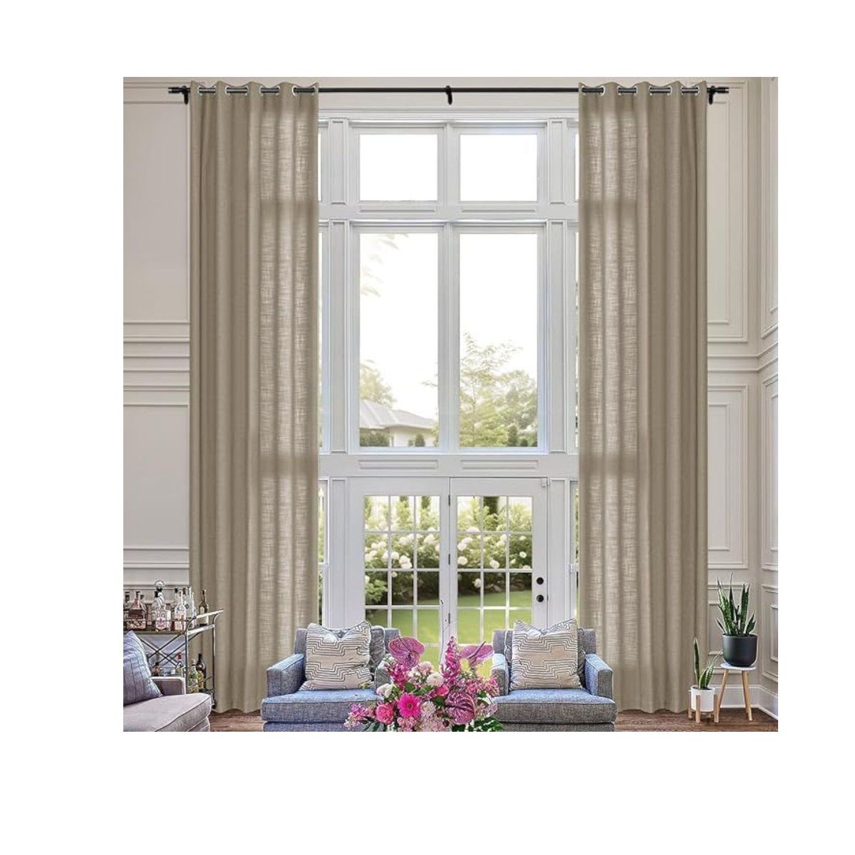 OEM - Cortina Visillo 1 Paño Cortina 8 Anillos Deco 140x230cm