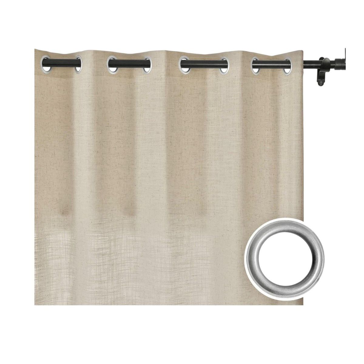 OEM - Cortina Visillo 1 Paño Cortina 8 Anillos Deco 140x230cm