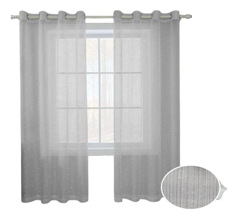 Cortina Visillo 1 Pano Cortina 8 Anillos Deco 140x230cm - Gris