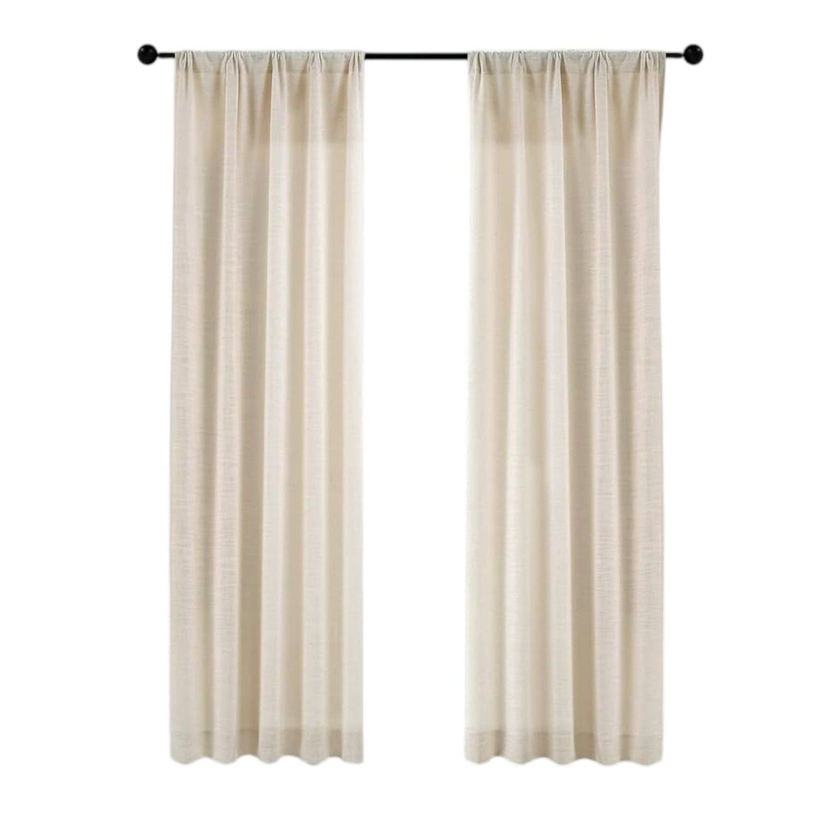 OEM - Cortina Lino 2 Paños Cortina 8 Anillos Deco 70x150cm