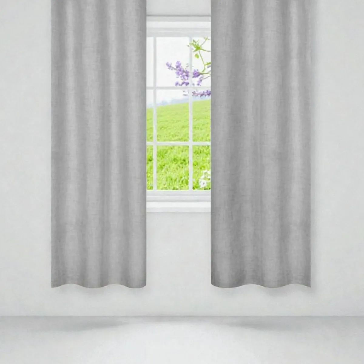 OEM - Cortina Lino 2 Paños Cortina 8 Anillos Deco 70x150cm