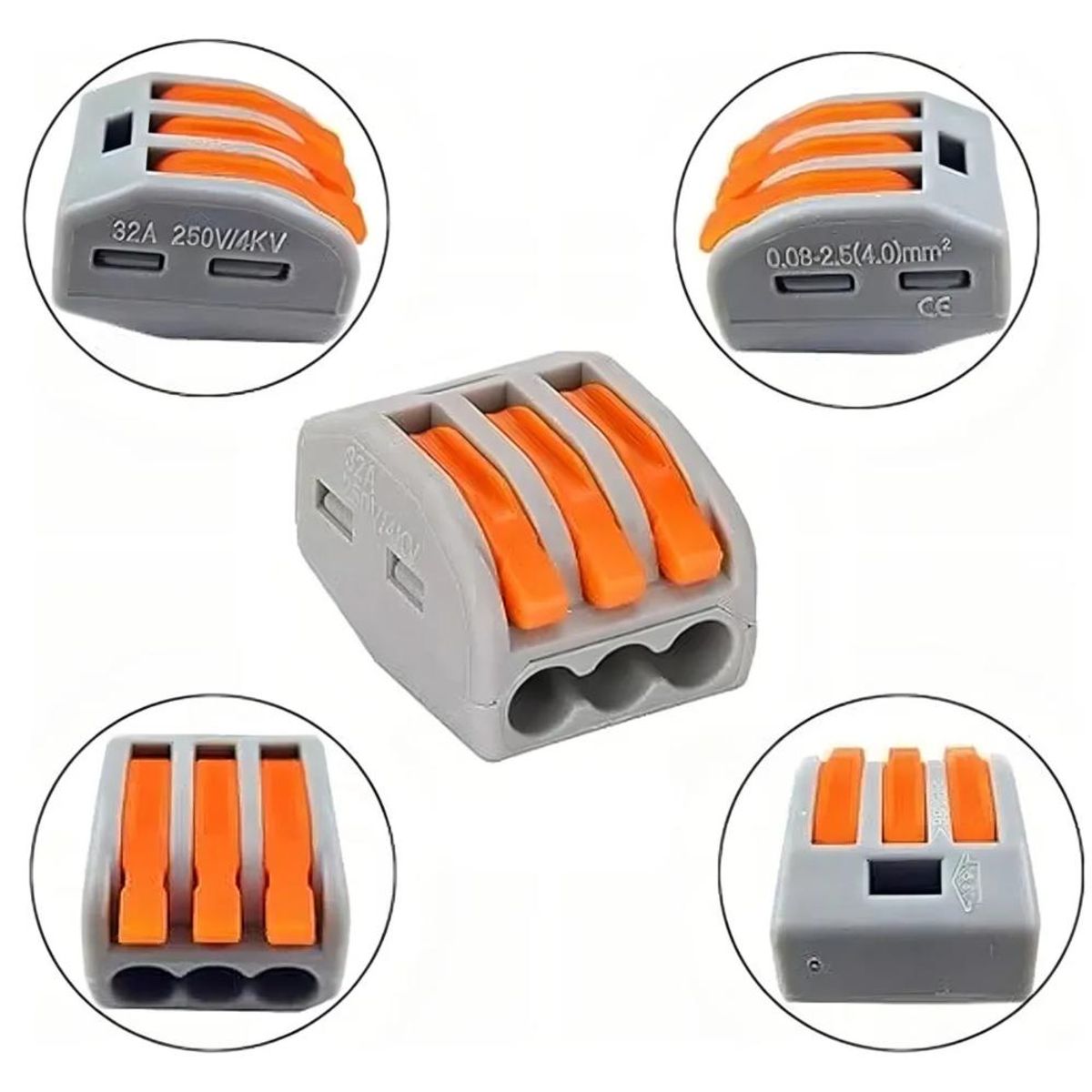 GENERICO - Conectores Tipo Wago 3 Entradas  Pack 100 Unidades