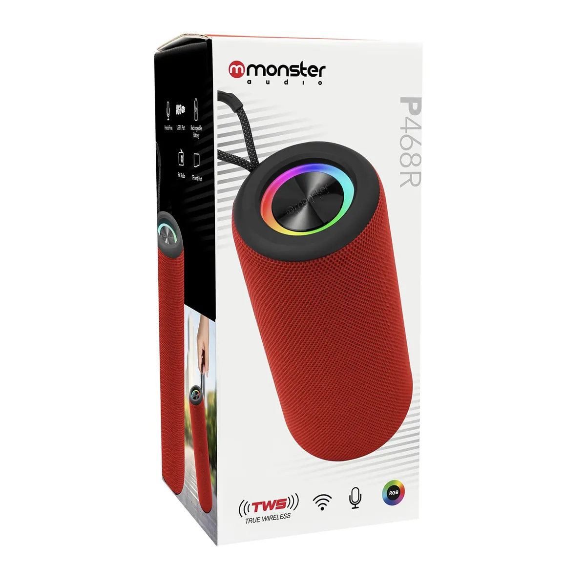 MONSTER AUDIO - PARLANTE BT MONSTER AUDIO P468R ROJO