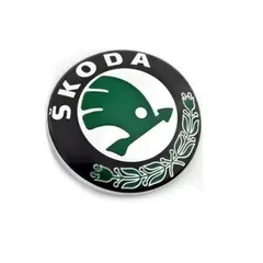 GENERICO - Insignia Compatible con Skoda Verde Plateado Negro 79mm Con 2 Pines