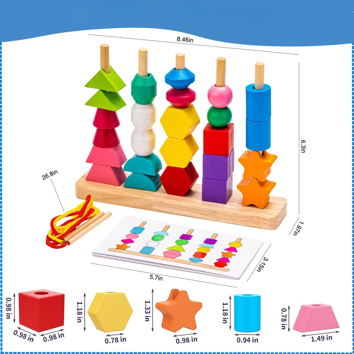 GENERICO - Juego Didáctico Infantil Madera Forma Geométricas Montessori