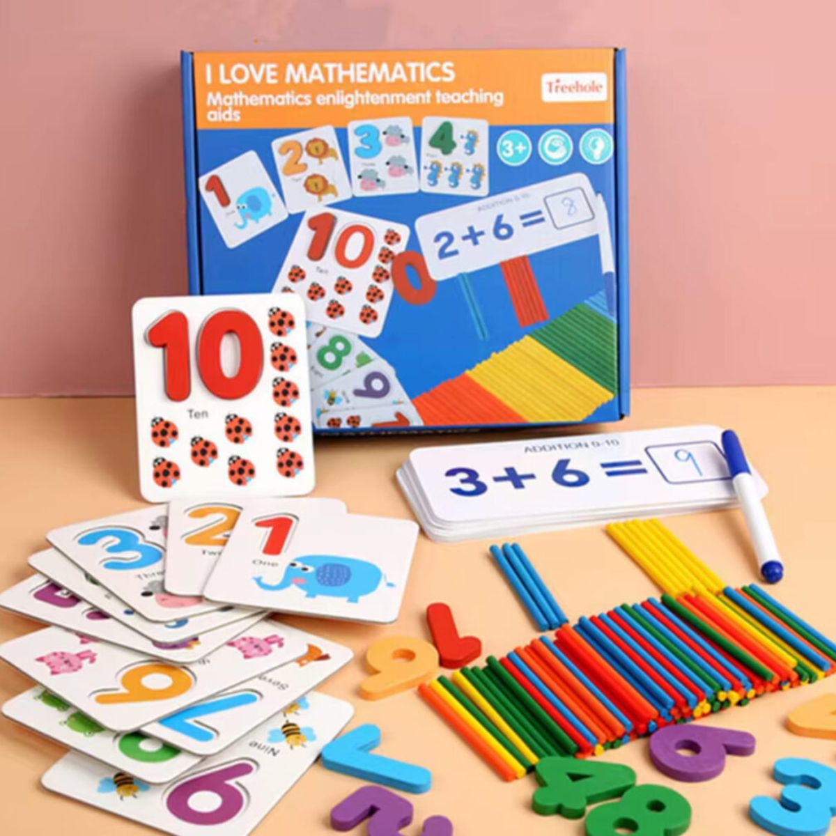 GENERICO - Juego Didáctico Infantil Matemáticas Tarjetas Montessori 3+