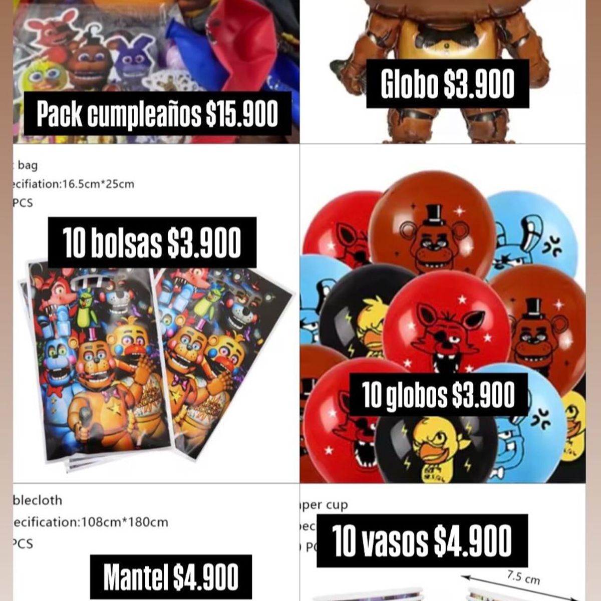 GENERICO - Pack Cumpleaños Five night at fredy completo