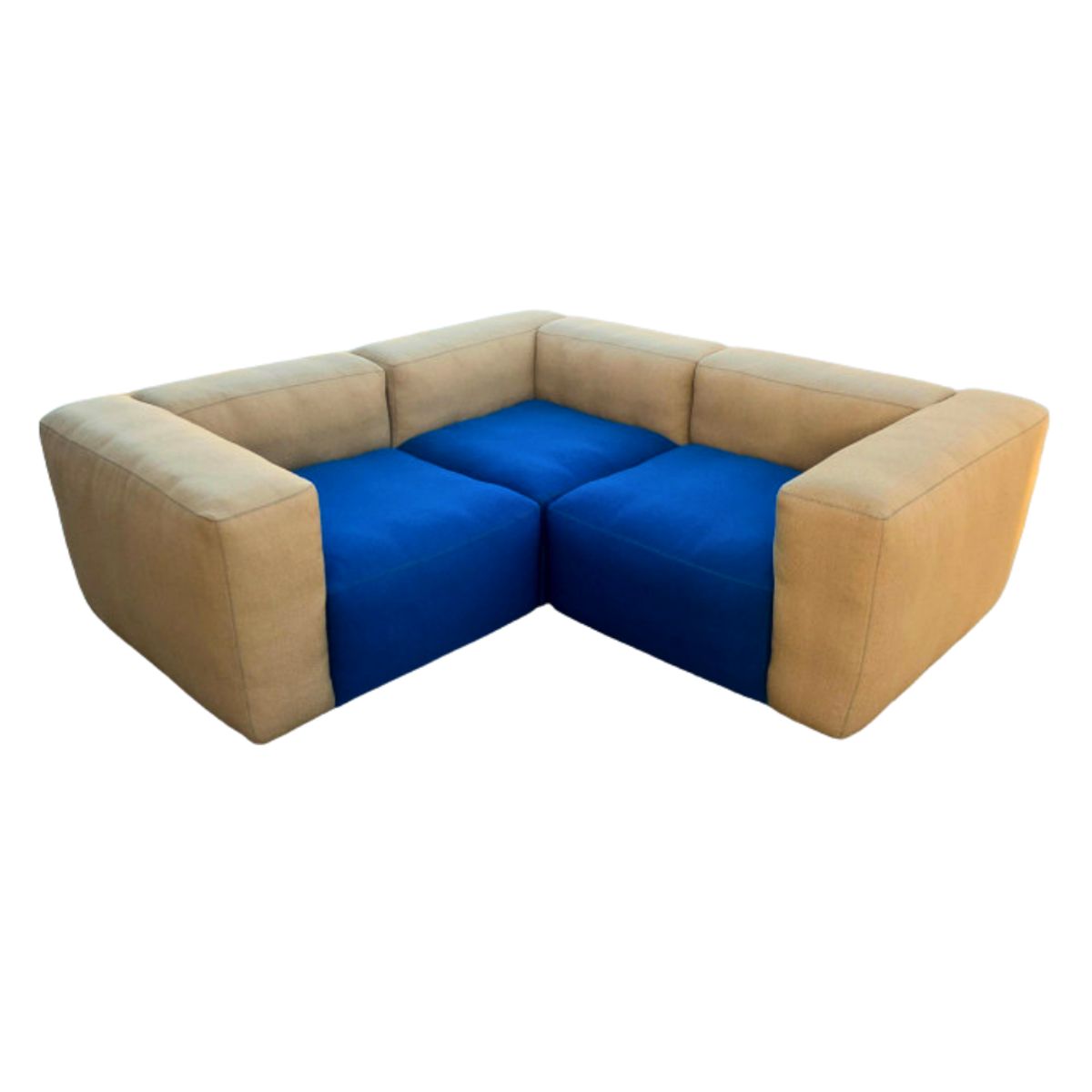 LOVEN - HAY Sofá 3 Sectional en L Mags Soft, Beige y Azul