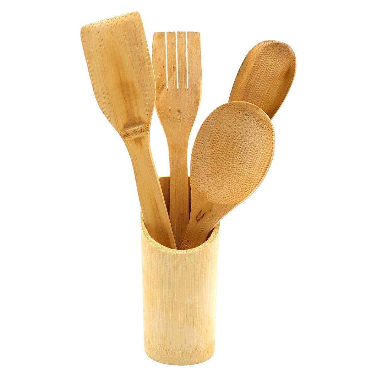 GENERICO - Utensilios Cocina Madera Bambu Set 5 Pza