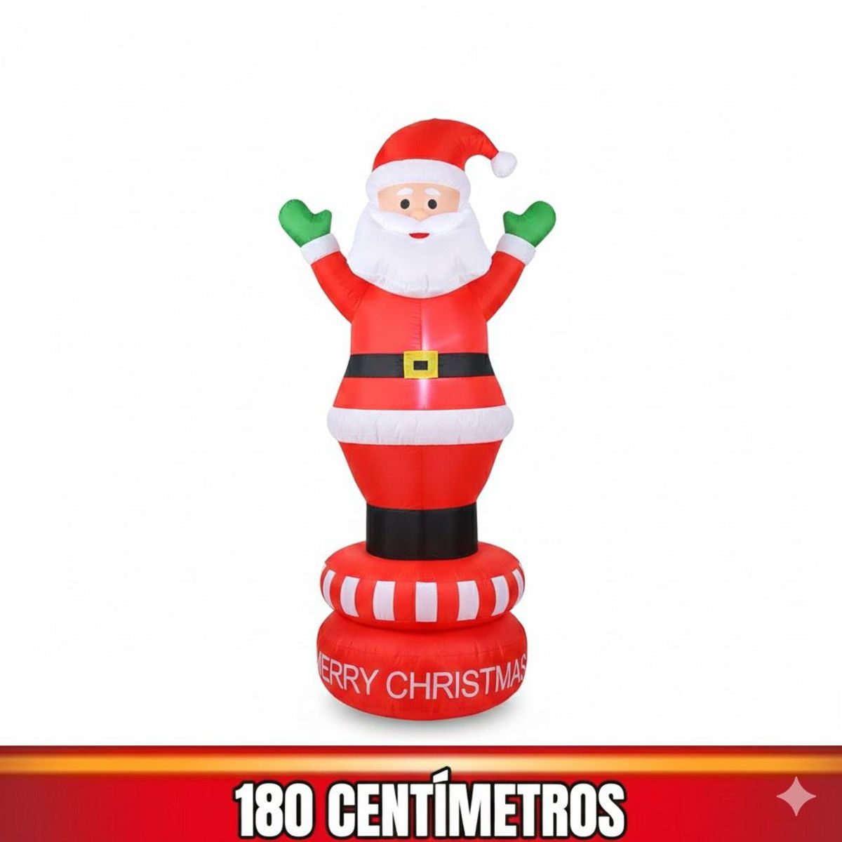 GENERICO - Santa Claus Inflable 180 Cm Led Decoración Viejito Pascuero Blanco