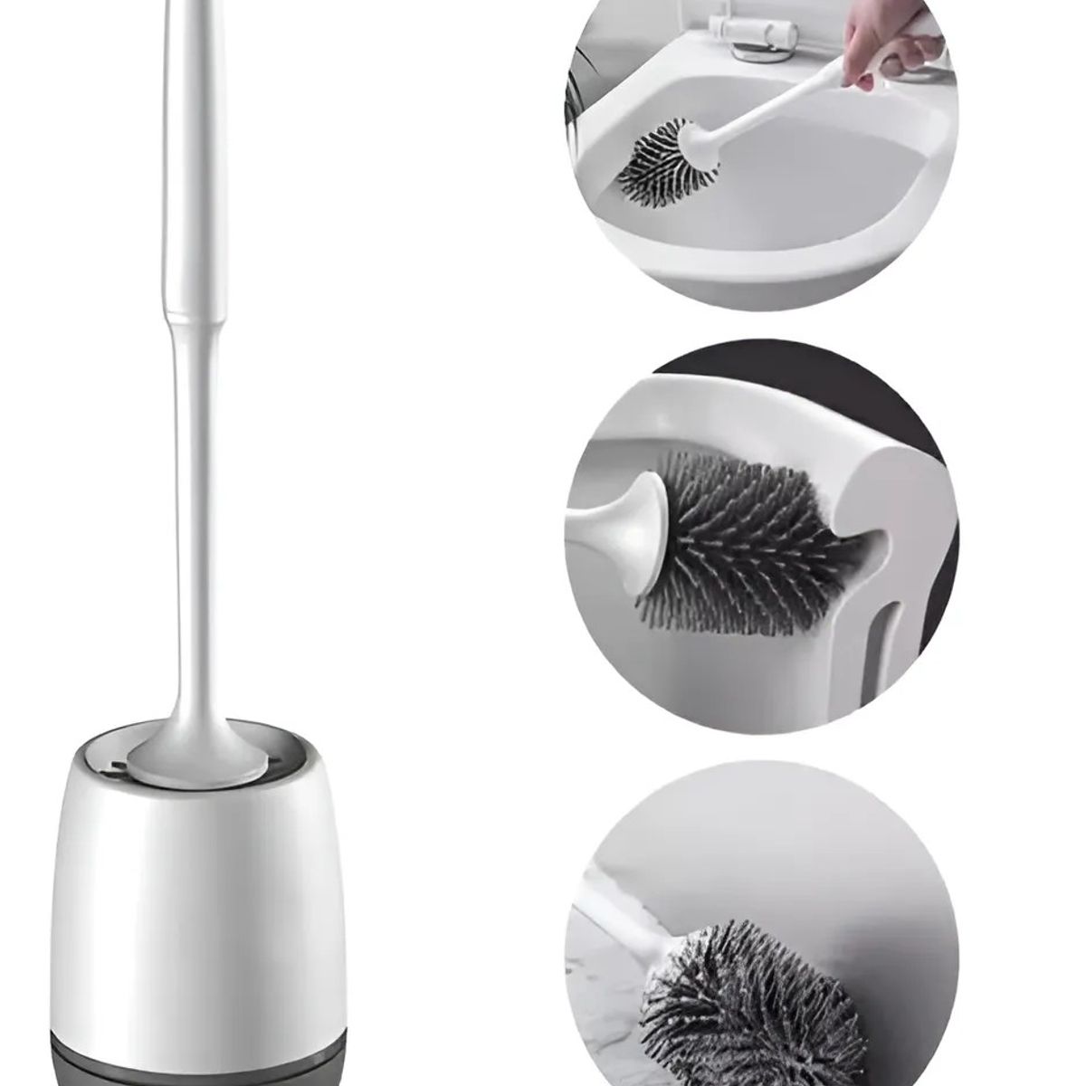 GENERICO - Escobilla De Limpieza De Baño De Silicona Con Soporte Gris Oscuro