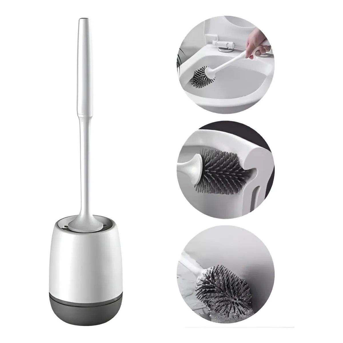 GENERICO - Escobilla De Limpieza De Baño De Silicona Con Soporte Gris Oscuro