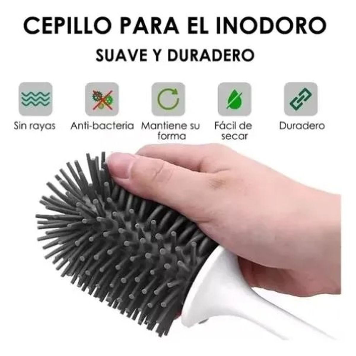 GENERICO - Escobilla De Limpieza De Baño De Silicona Con Soporte Gris Oscuro