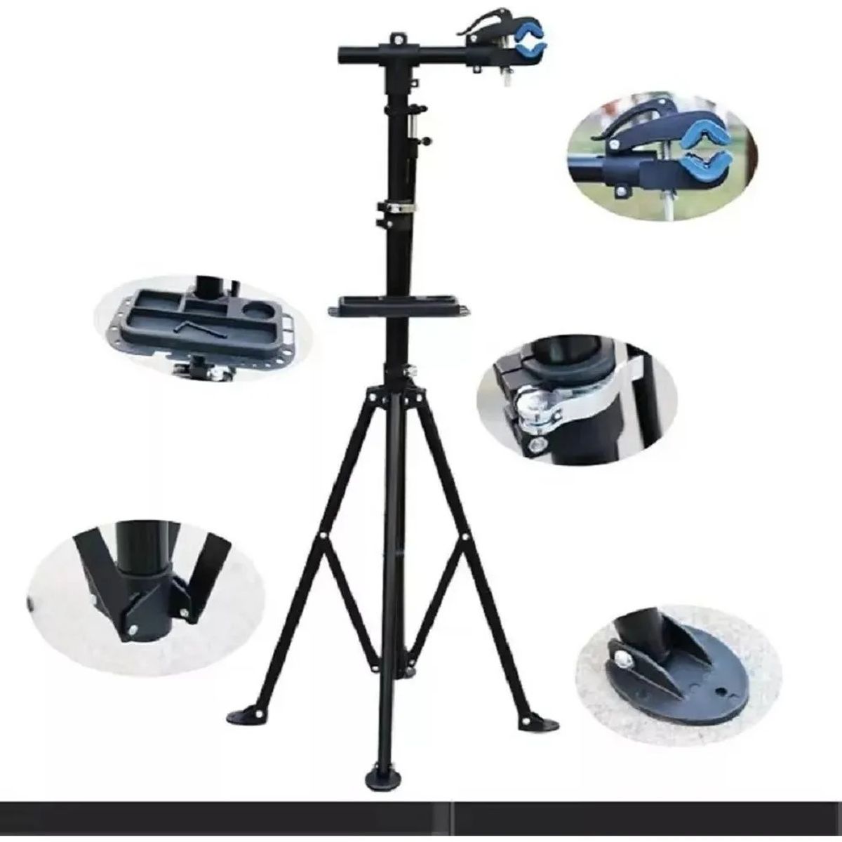 GENERICO - Atril Ajustable Y Plegable Para Mantenimiento Bicicletas Negro