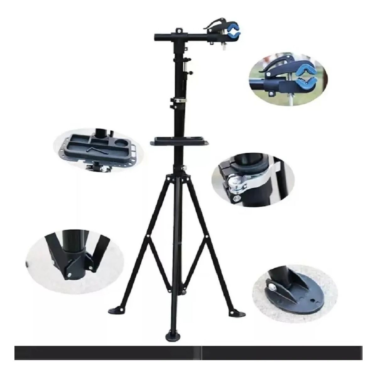 GENERICO - Atril Ajustable Y Plegable Para Mantenimiento Bicicletas Negro