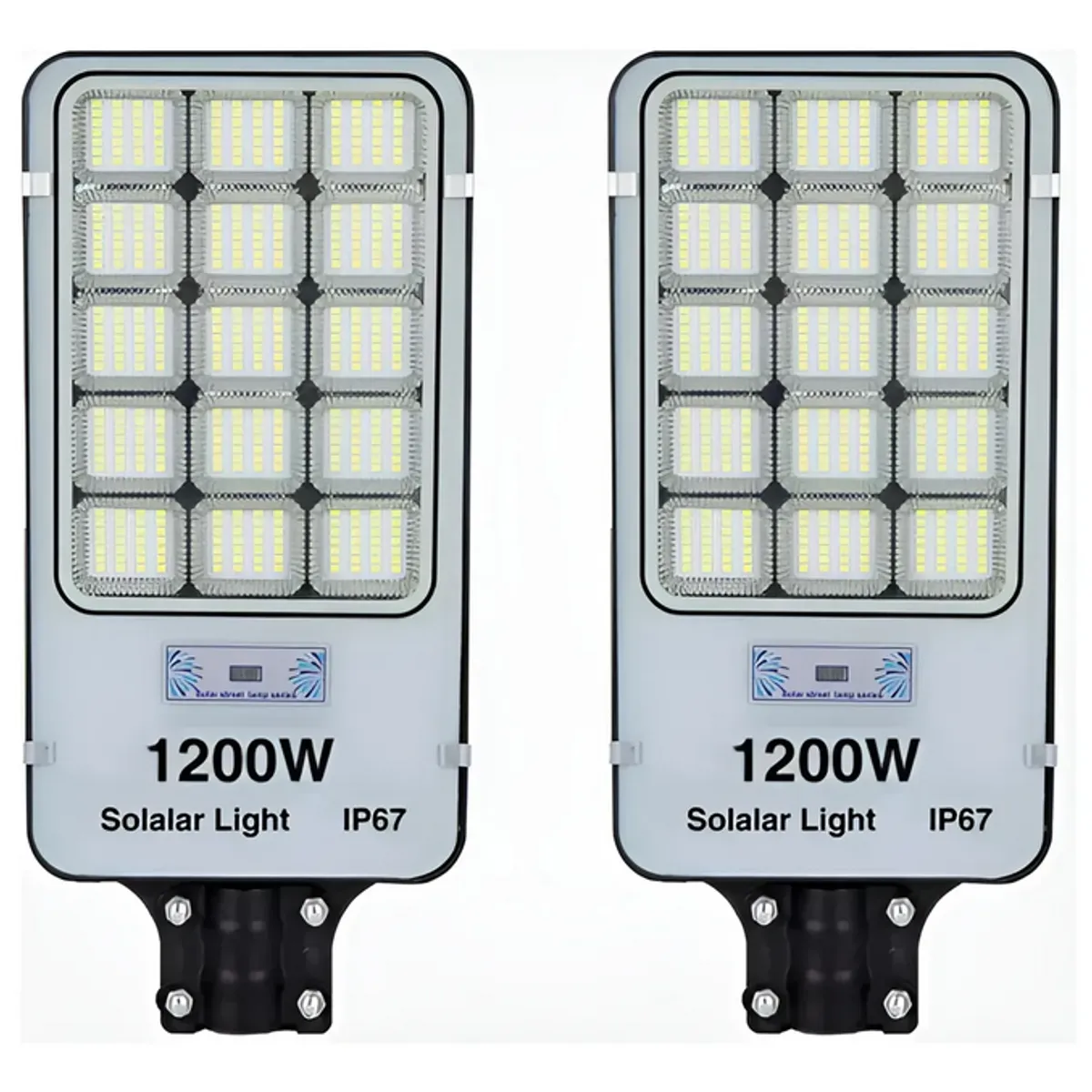 GENERICO - Foco Led Solar Exterior 1200w Soporte Pack X2 Focos Negro Blanco Frío