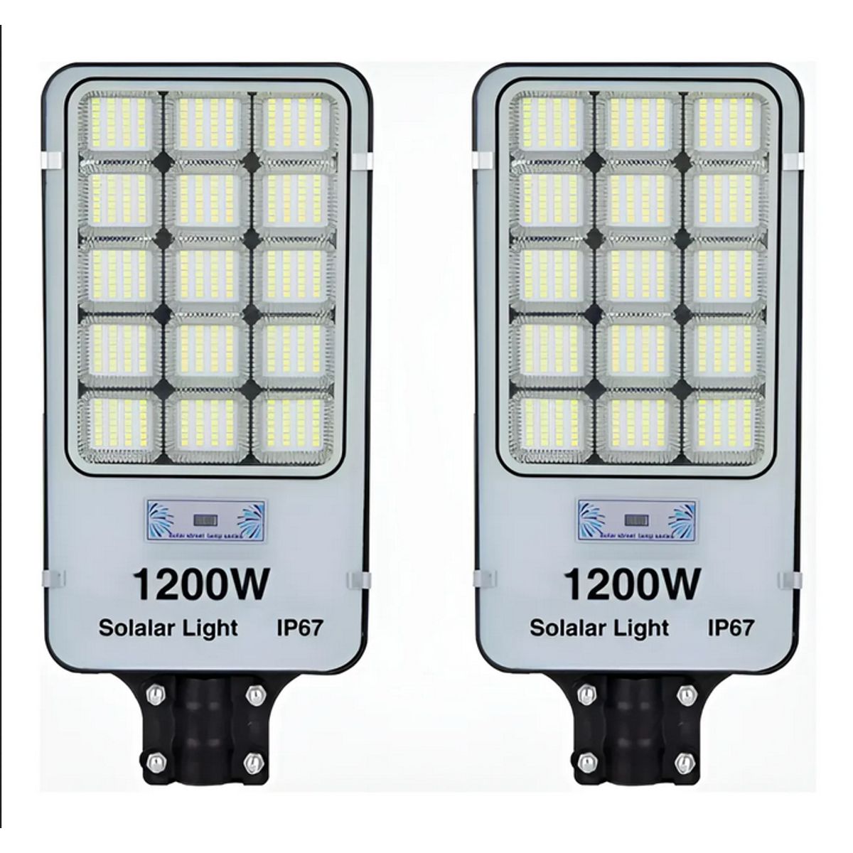 GENERICO - Foco Led Solar Exterior 1200w Soporte Pack X2 Focos Negro Blanco Frío