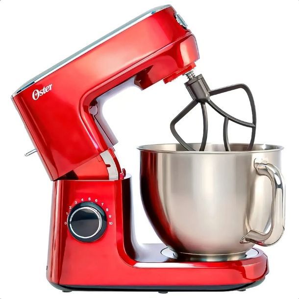 Batidora planetaria Oster® FPSTSMPL3R Rojo con 10 velocidades 5.2 Litros Batidora De Pedestal